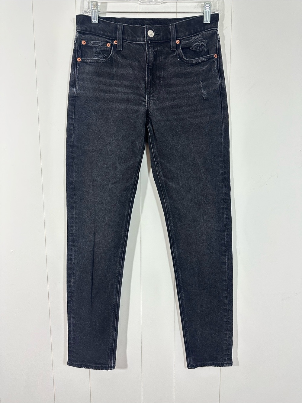 American Eagle Sz 2 Regular  '90s Skinny Women's Black Charcoal Jeans Distressed